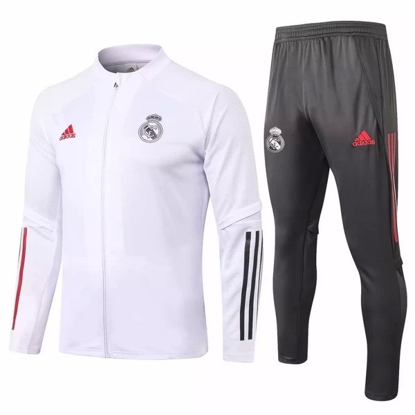 Trainingsanzug Real Madrid 2020-21 Weiß Grau Rote Fussballtrikots Günstig